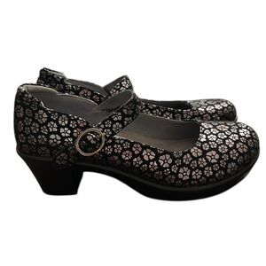 Alegria Black Silver Flowers Har-485 Harper mary jane heel women’s size 7.5